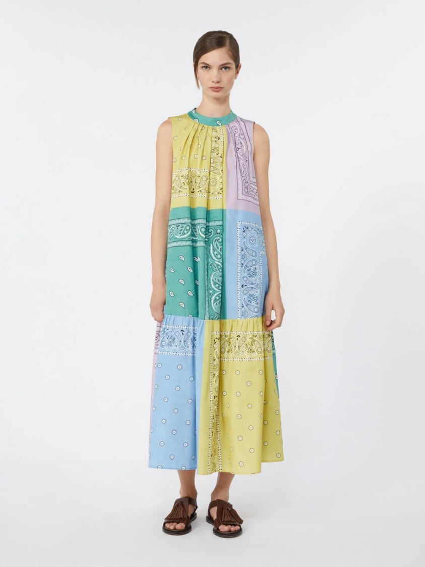 Max Mara Patchwork Midi Dress With Bandana-Inspired Prints