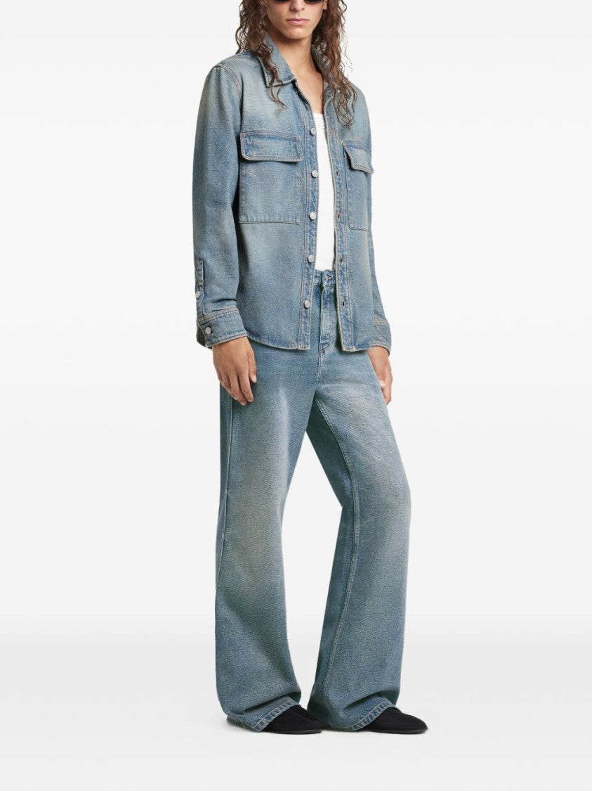 Courrèges Classic Button-Up Denim Shirt With Flap Pockets