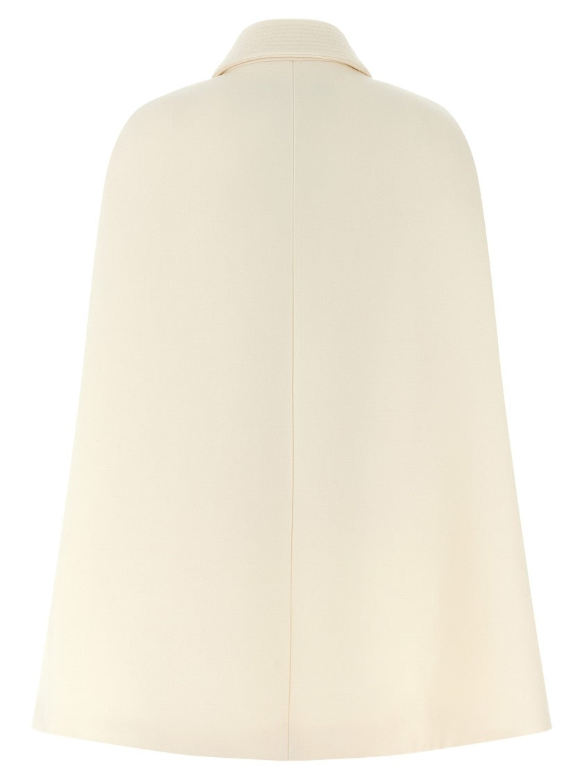 Valentino Garavani Double-Layered Drill Cape With Velvet-Button Closure