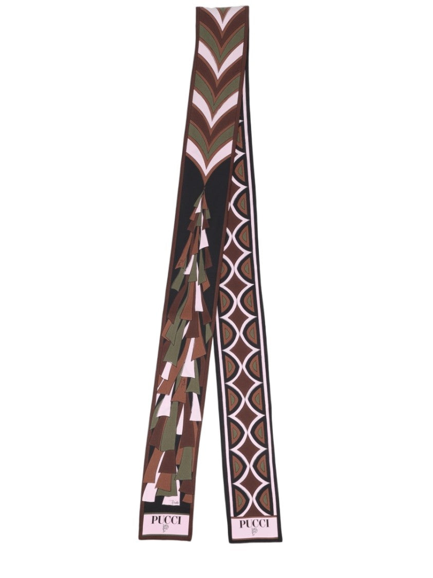 Pucci Brown Geometric Silk Foulard