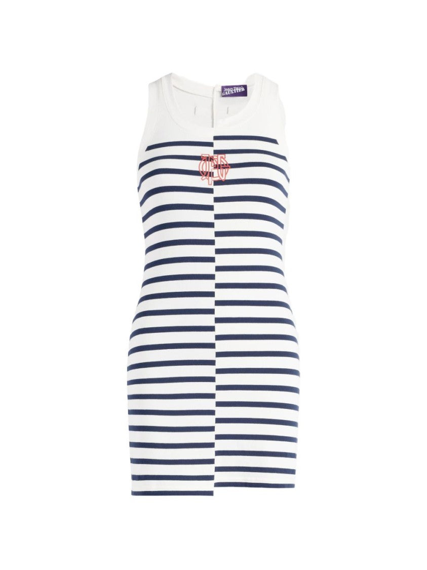Jean Paul Gaultier Sleeveless Mirrored Stripe Mini Dress