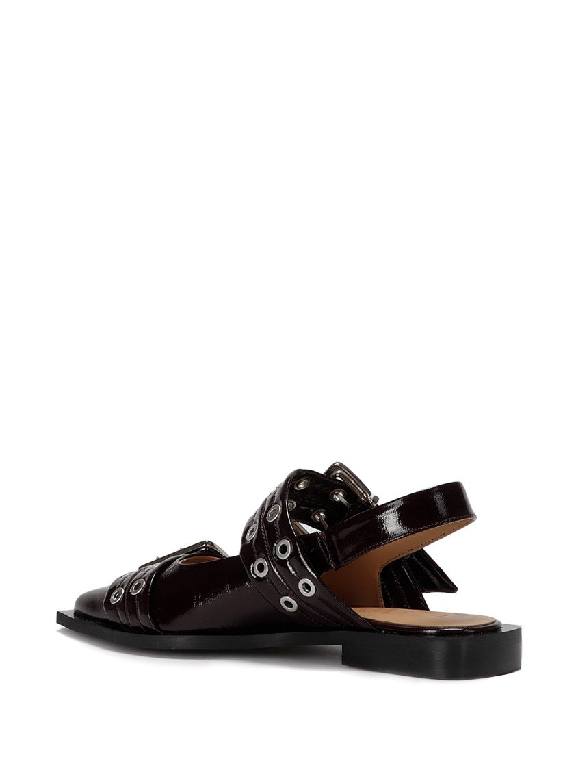 Ganni Purple Leather Ballerinas