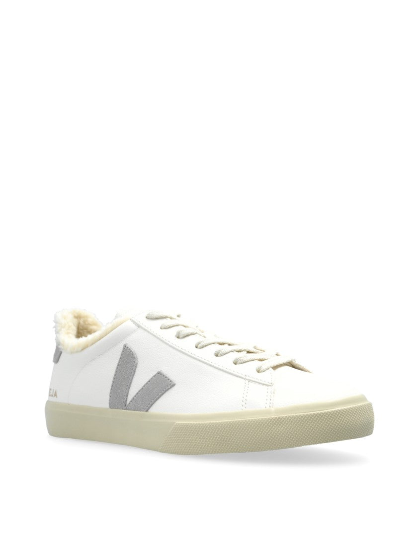 Veja White Campo Fured Low-Top Leather Sneakers