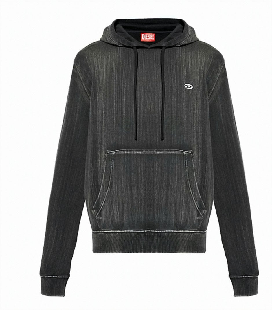 Diesel Relaxed Fit Textured Hoodie With Classic Kangaroo Pocket