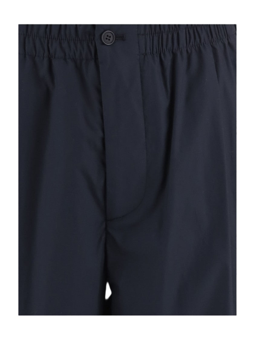 Giorgio Armani Straight Leg Cotton Trousers With Elasticated Waistband