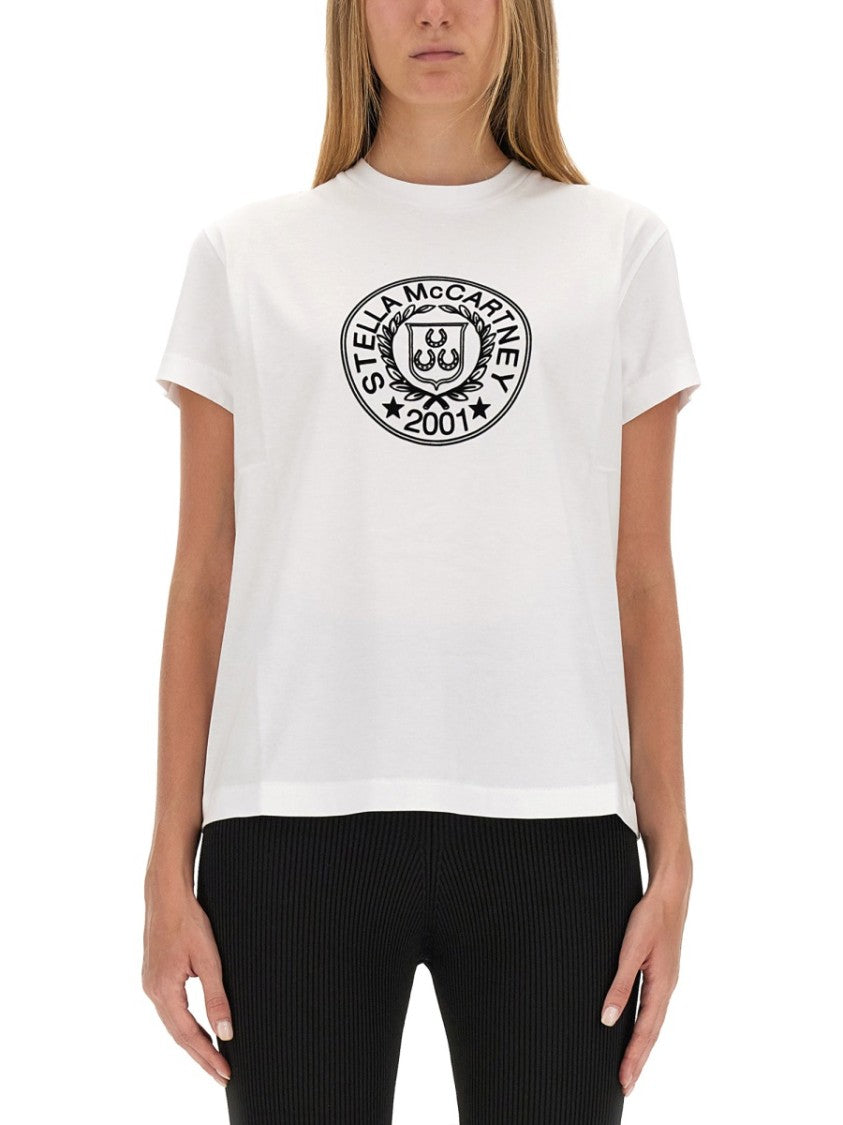 Stella Mccartney Round Neck T-Shirt With Bold Logo Print
