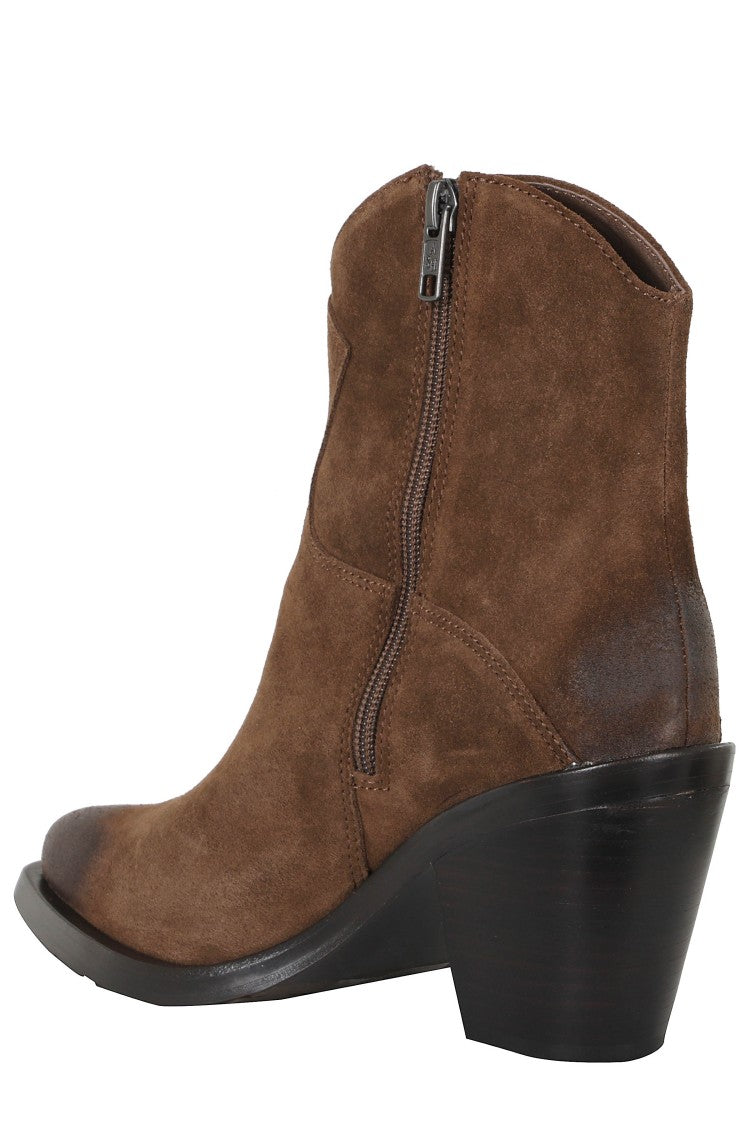 Ash Mink Suede Velour Ankle Boots