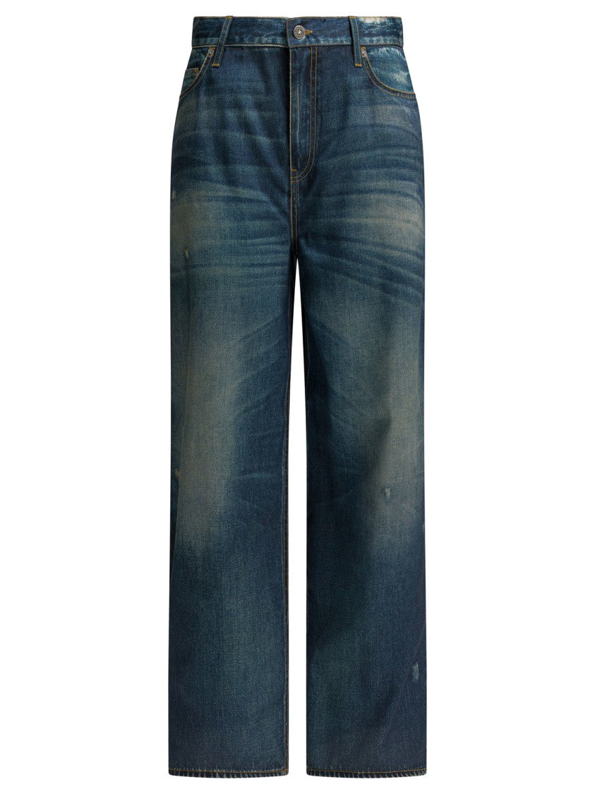 Golden Goose Wide-Leg Denim Jeans With Vintage Distressing