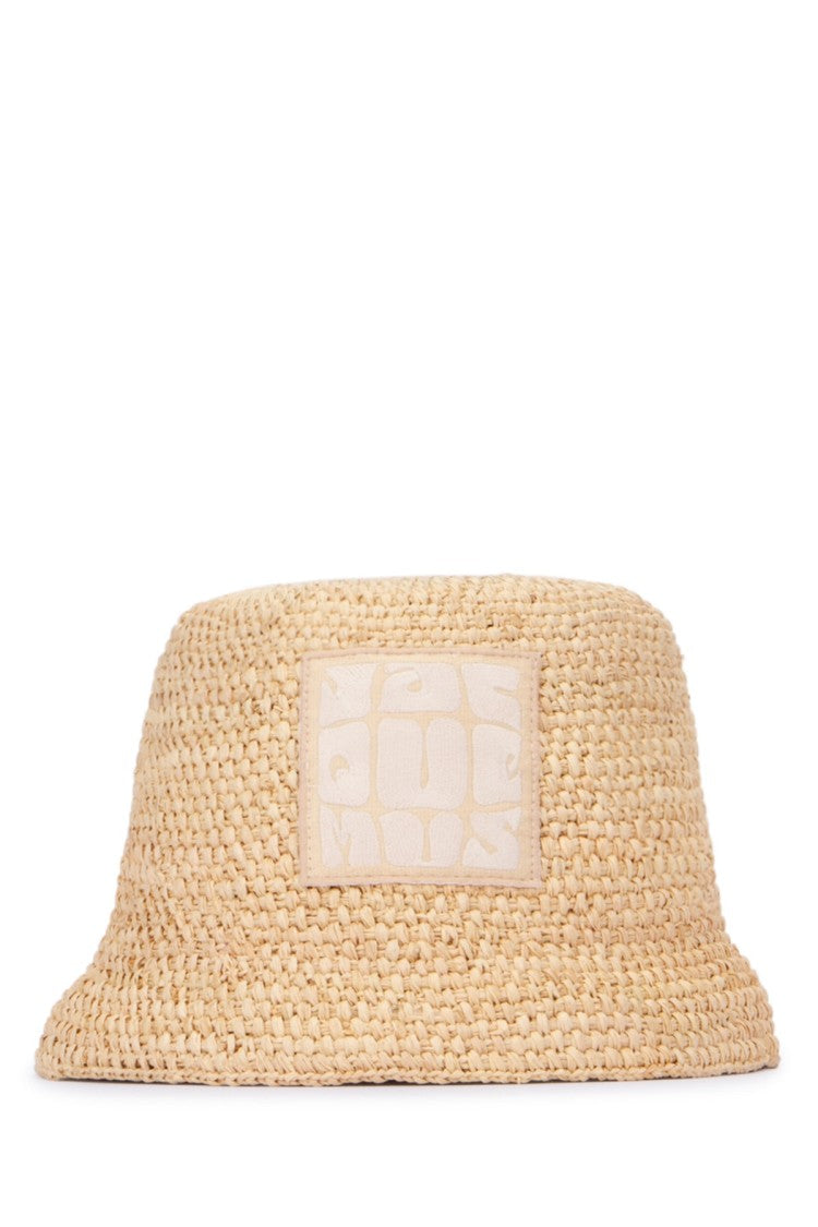 Jacquemus Textured Raffia Bucket Hat With Subtle Logo Patch