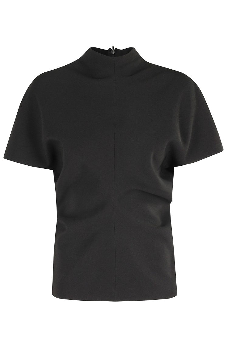 Federica Tosi High Neck Black Cady Blouse