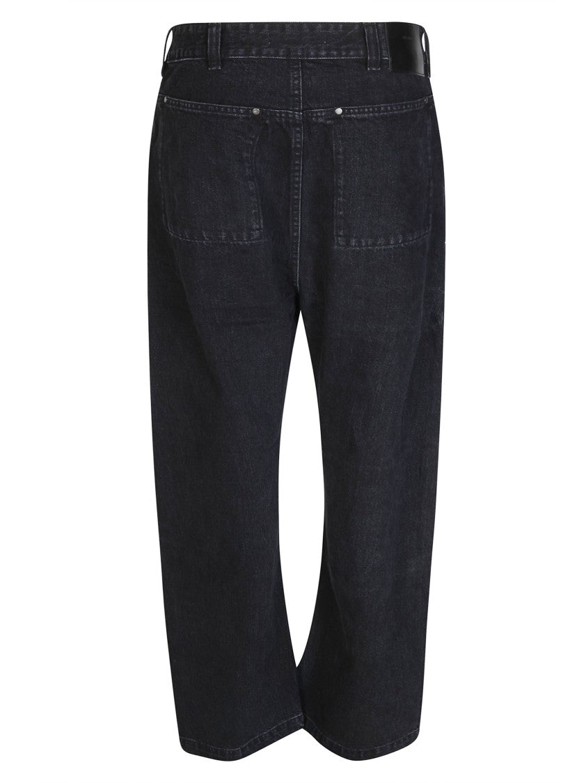 Entire Studios Cropped Dark Wash Wide-Leg Jeans