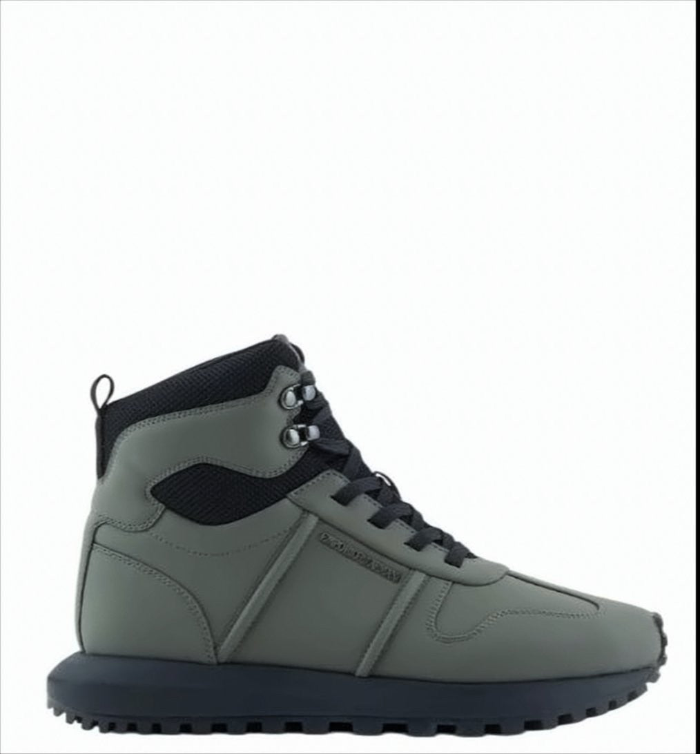 Emporio Armani Mid-Top Sneakers With Rubber And Mesh Details
