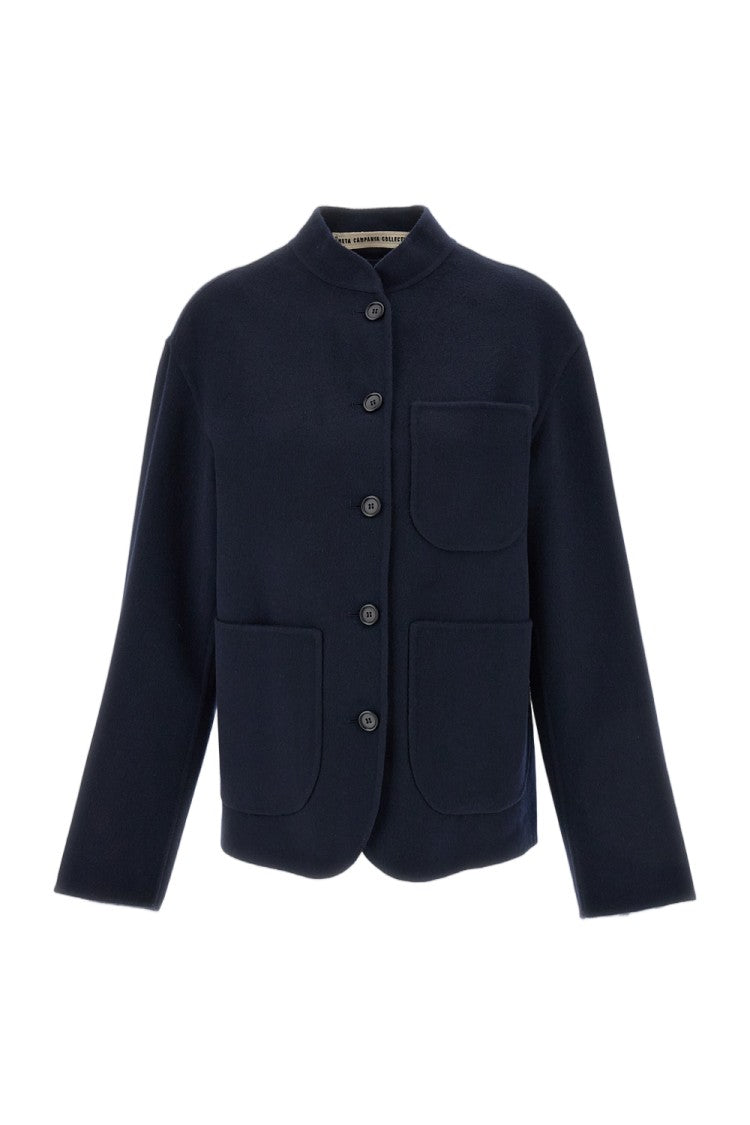 Meta Campania Blue Julian Stand Collar Wool-Silk-Cashmere Jacket