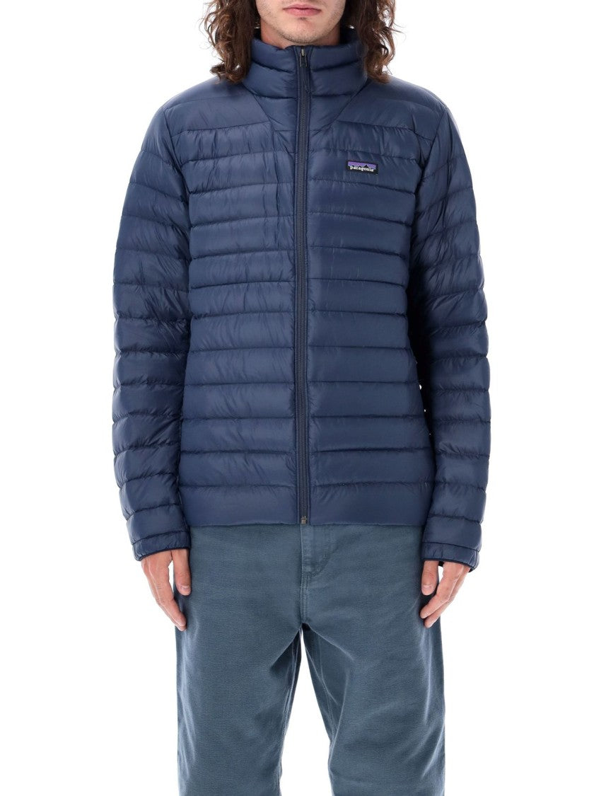 Patagonia Quilted Down Jacket With High Collar And Front Zipper