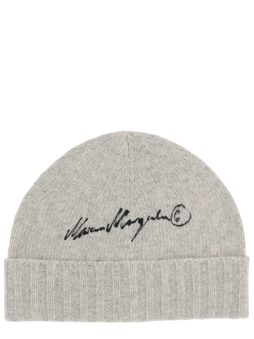 Mm6 By Maison Margiela Ribbed Cuff Signature Logo Wool-Blend Beanie