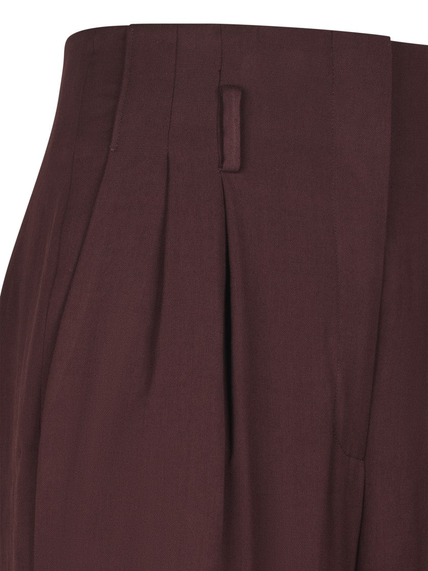 Forte Forte High-Waist Bordeaux Trousers In Fluid Slubbed Canvas