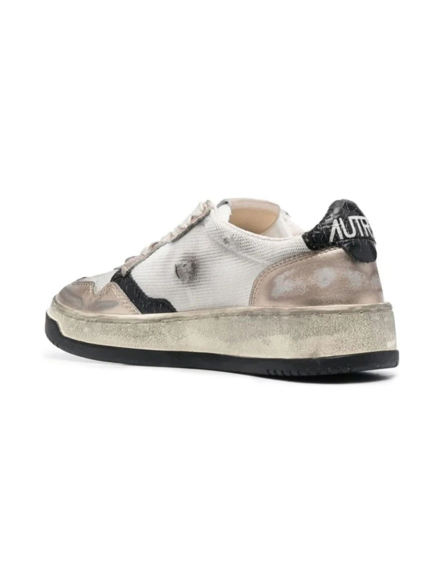 Autry Autry Sup Vint Low Wom Sneakers In Calf Leather Wht/Gold For Women Avlw Ms09 Wht/Gold