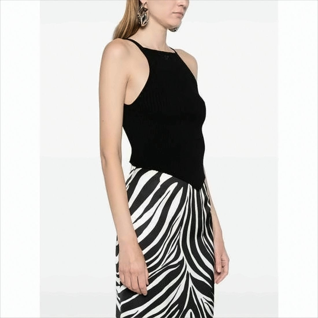 Courrèges Ribbed Sleeveless Bodysuit With High Neckline