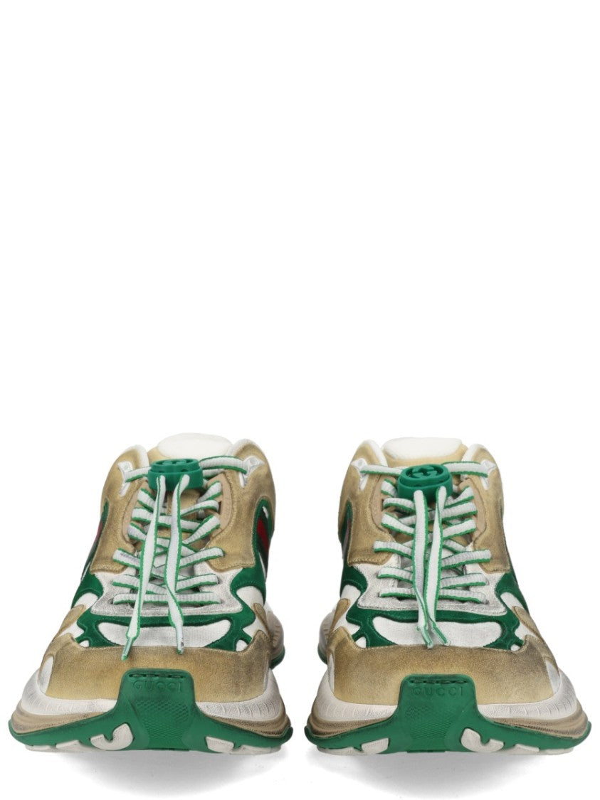 Gucci Worn-Effect Overlaid Suede Sneakers