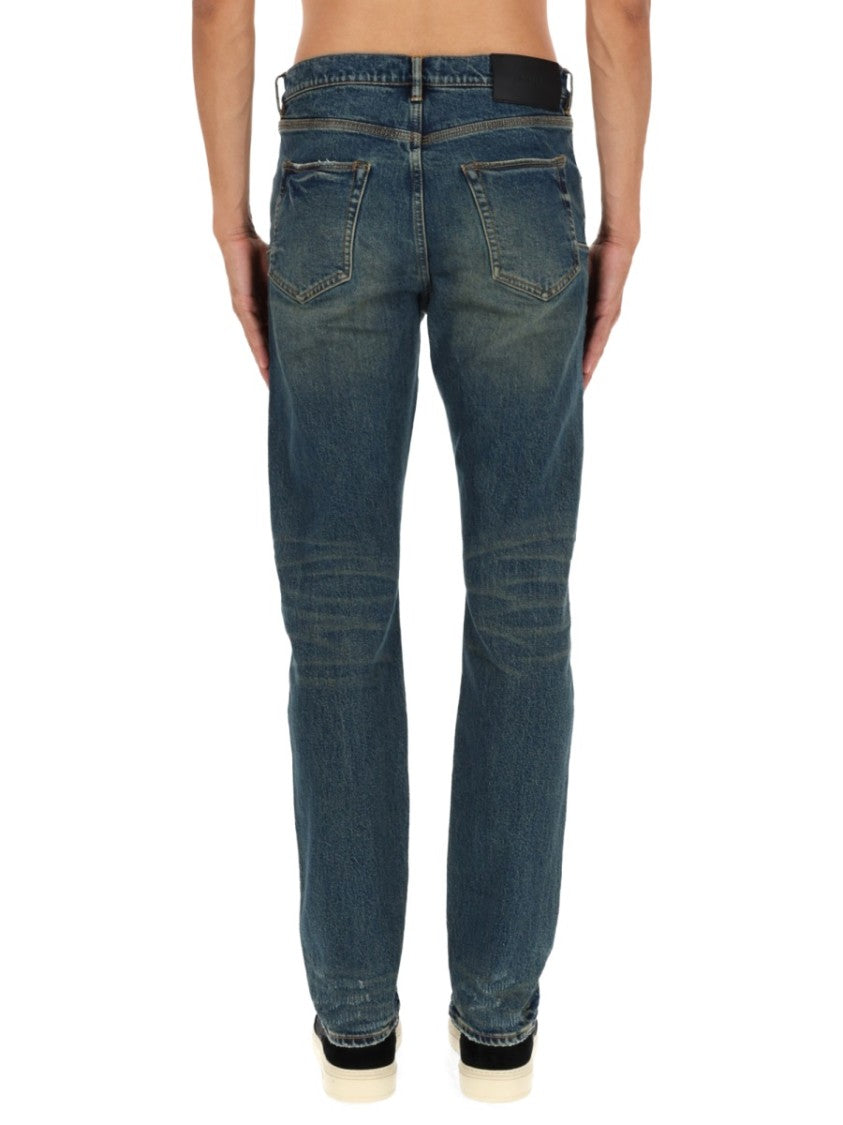 Purple Brand Slim Fit Denim Jeans With Distressed Patch