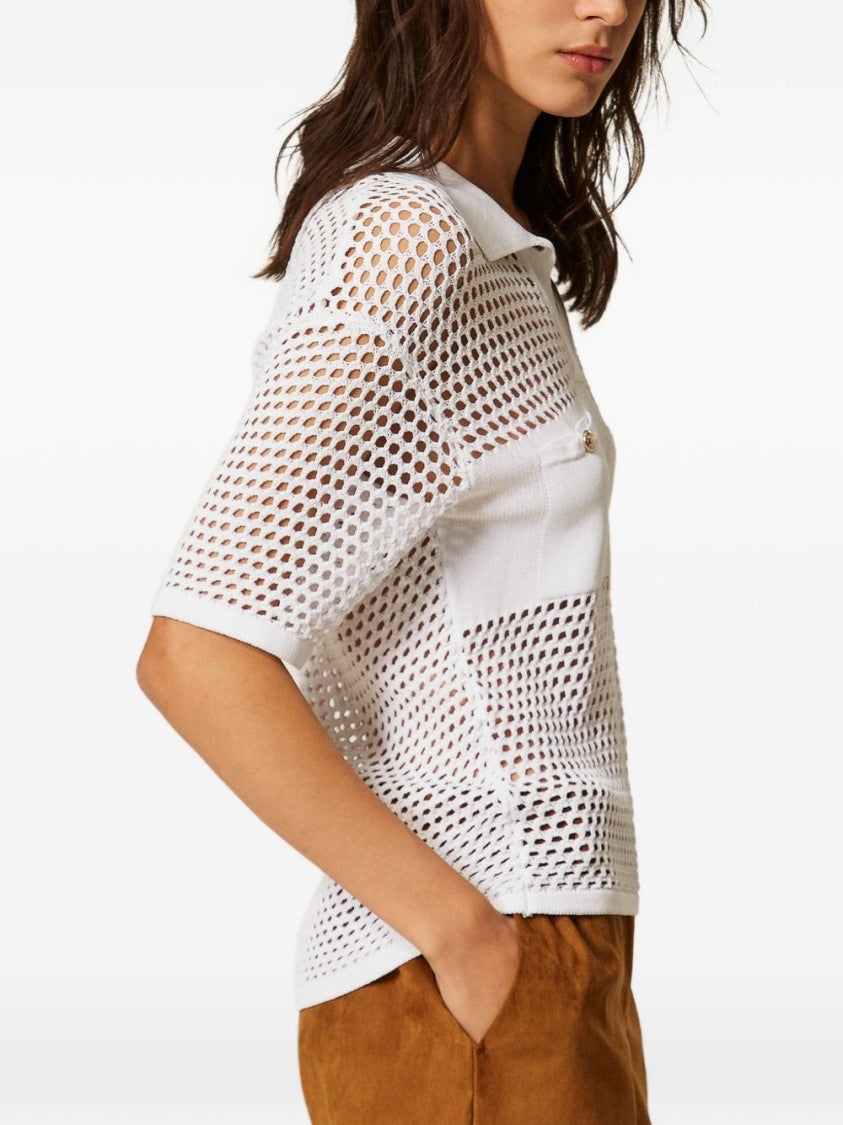 Twin-Set Off-White Chest Pocket Polo Top