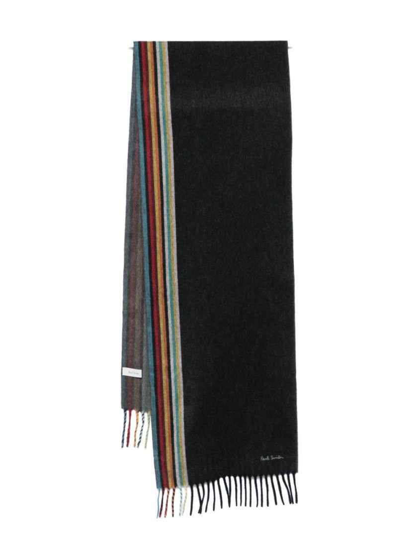 Paul Smith Fringed Cashmere Scarf With Accents