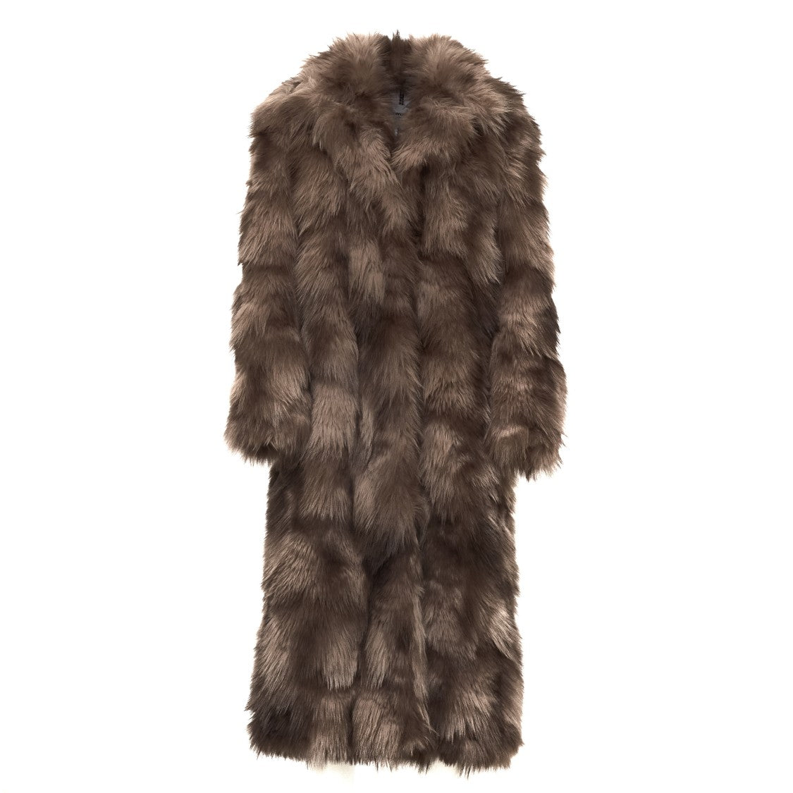 Sword Plush Hook Closure Long Faux Fur Coat