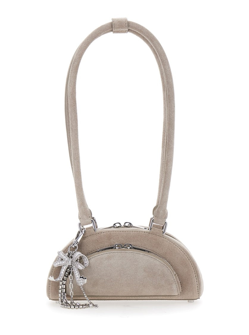 Self-Portrait Grey Suede Mini Shoulder Bag