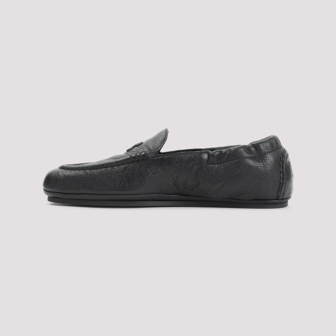 Celine Textured Leather Black Loafers With Embossed Logo