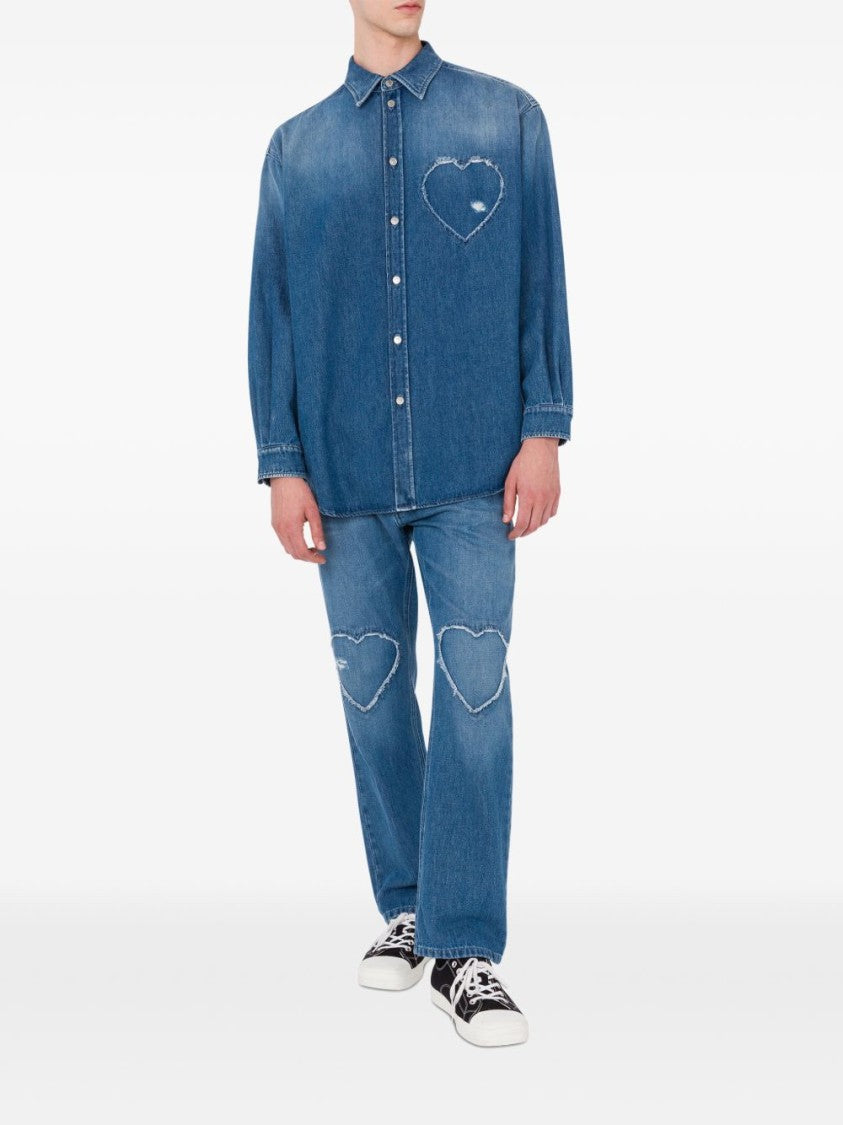 Moschino Silk And Nylon Blend Denim Jeans