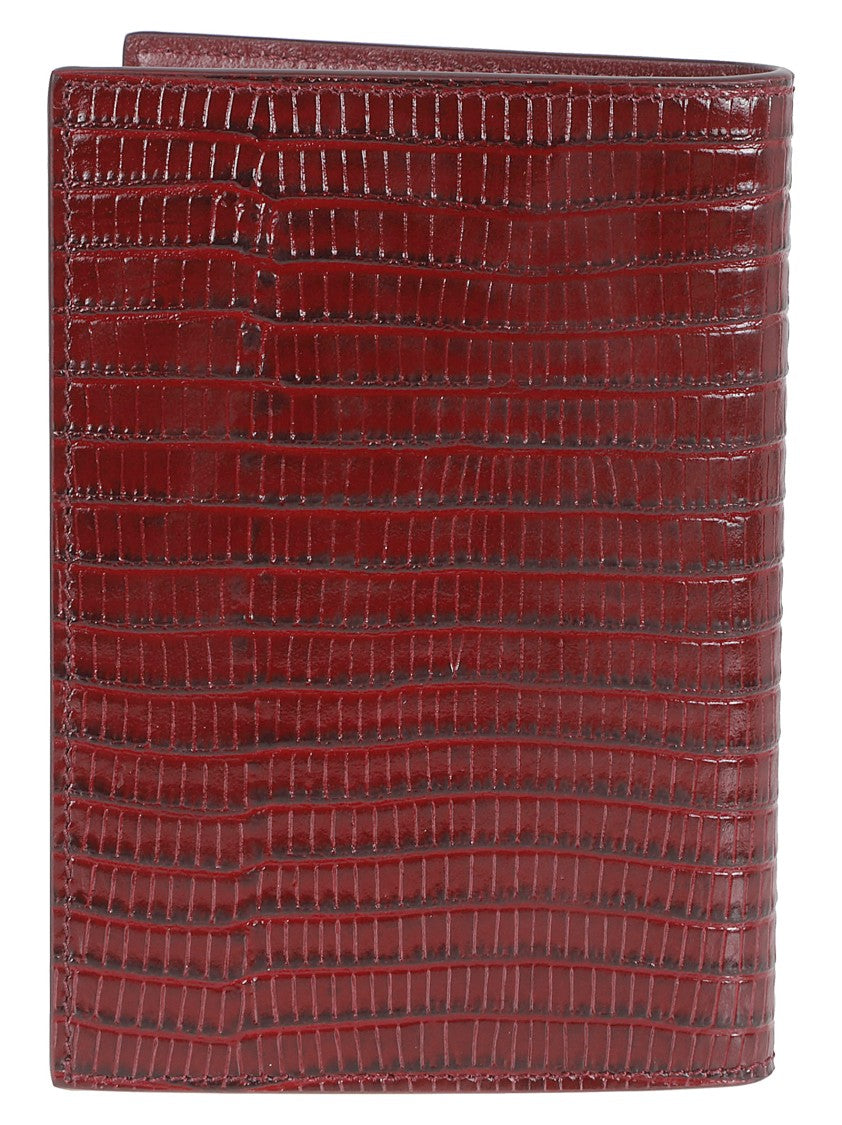 Tom Ford Textured Calf Leather Bi-Fold Wallet With Crocodile Pattern