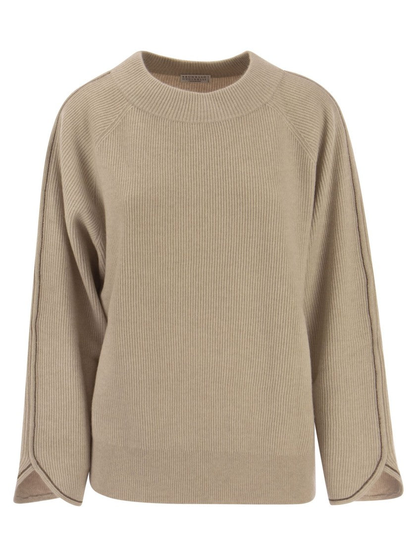 Brunello Cucinelli Cashmere Crew-Neck Sweater With Monile Accents