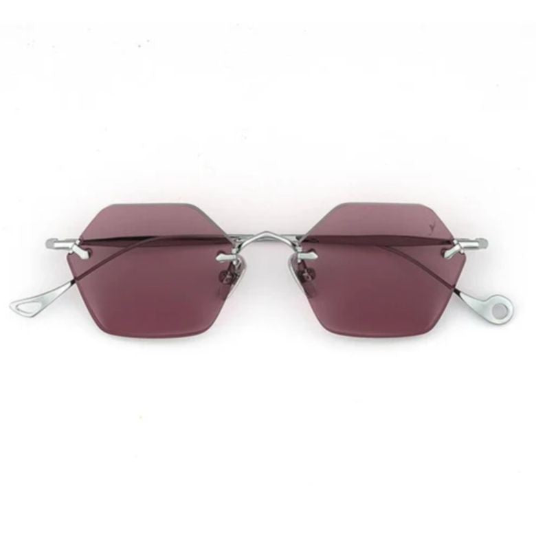 Eyepetizer Carnaby C.1-55 Hexagonal Rimless Sunglasses With Silver Metal Accents