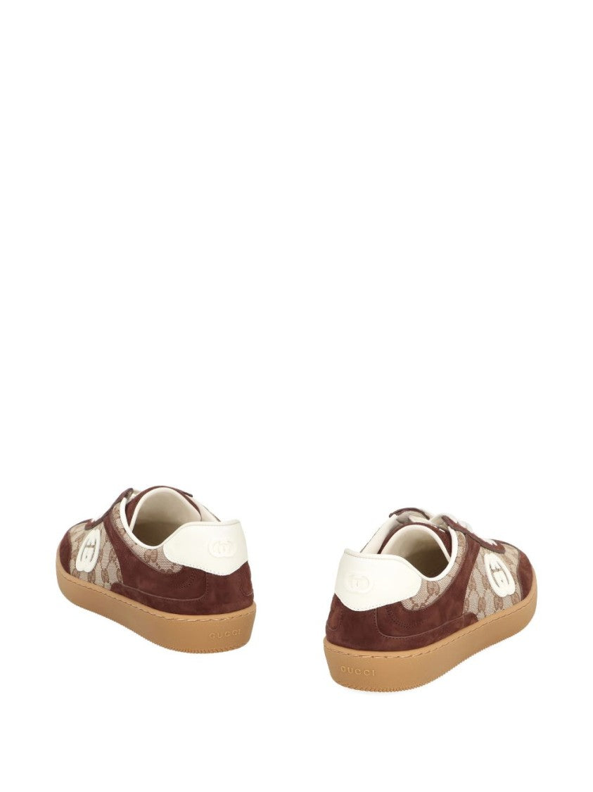 Gucci Dark Brown G75 Suede Gg Canvas Sneakers