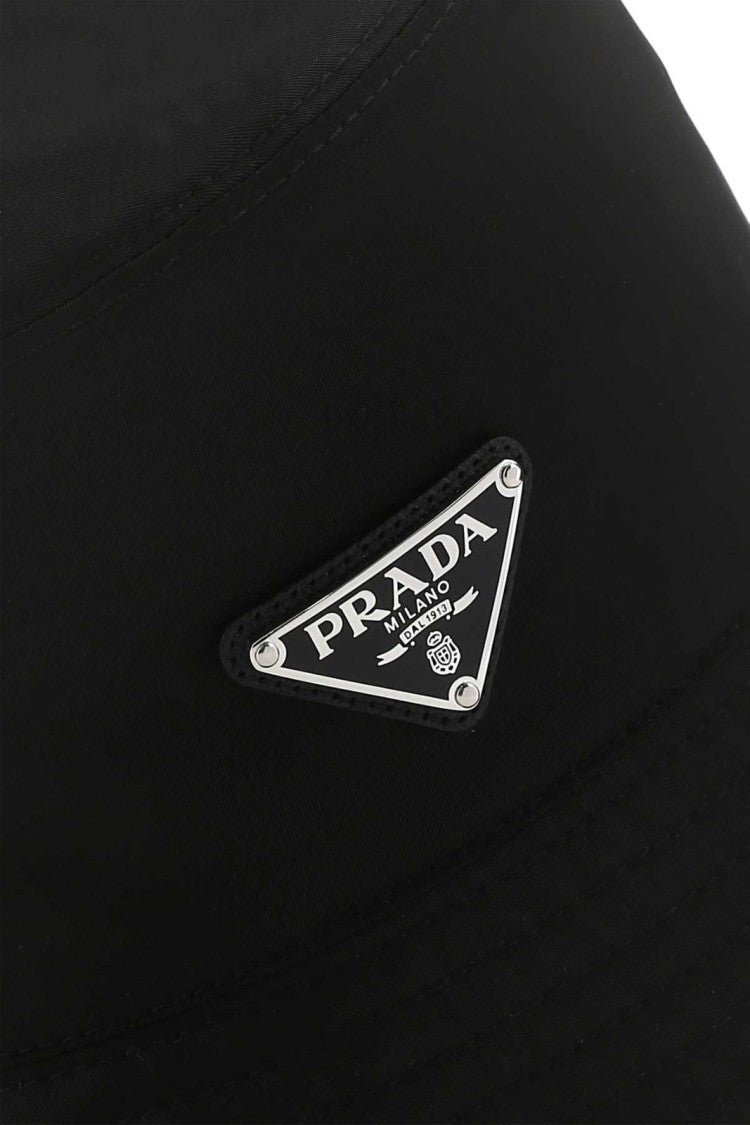 Prada Smooth Nylon Bucket Hat With Triangular Logo Patch