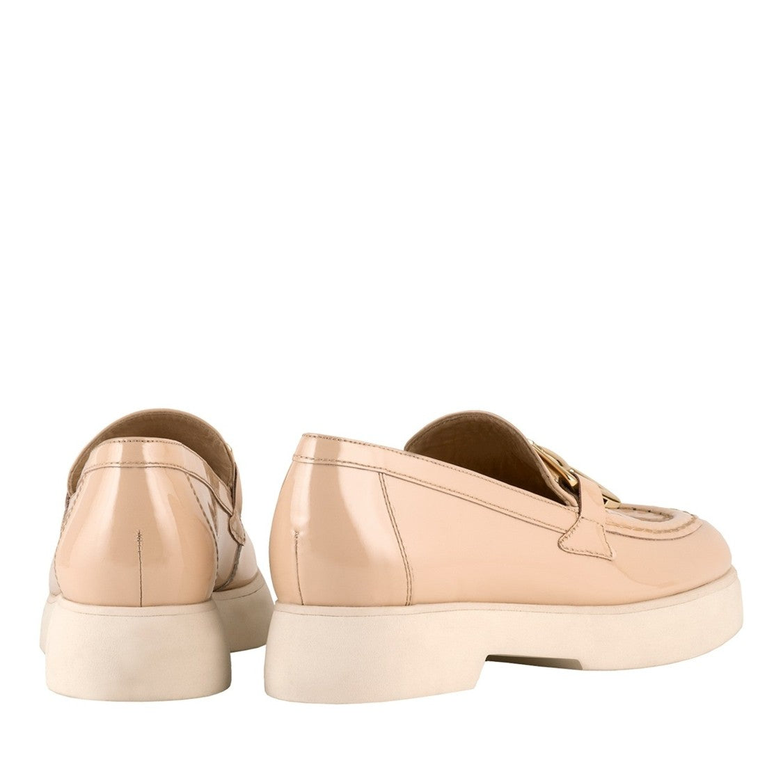 Högl Beige Max Gold-Tone Buckle Patent Leather Loafers