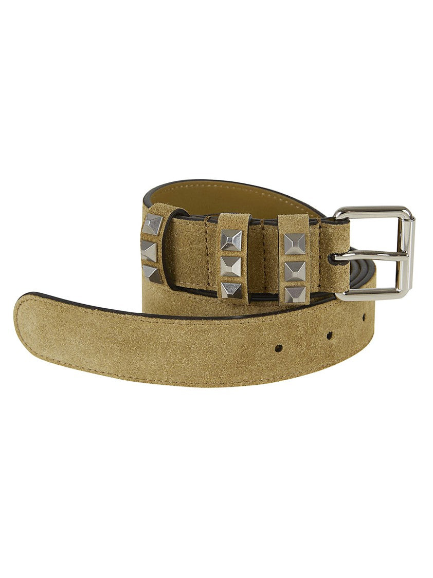 Valentino Garavani Brown Suede Belt With Leather Lining And Studded Detail