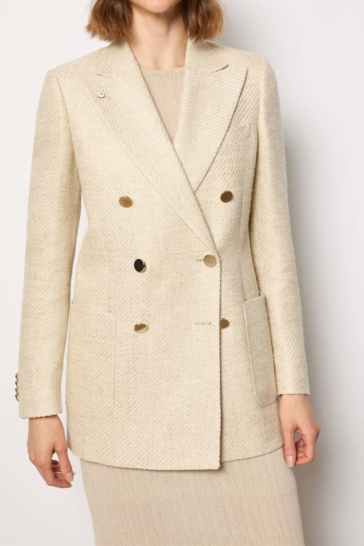 L.B.M. 1911 Double-Breasted Blazer In Viscose-Linen Blend