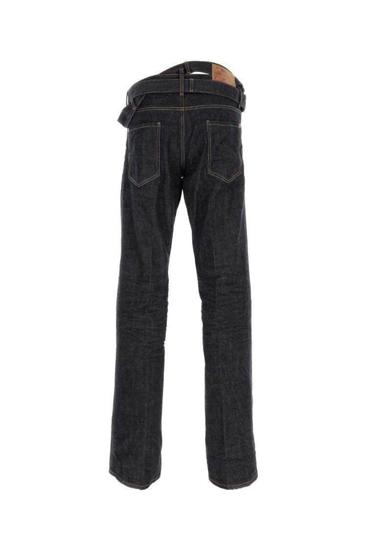 Dsquared2 Straight-Leg Blue Denim Butch Jeans With Contrast Stitching