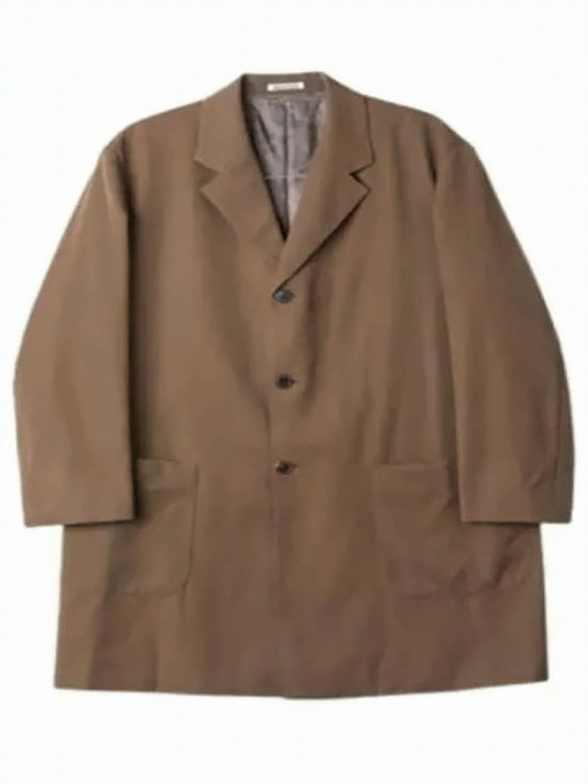 Auralee Structured Wool Coat With Notched Lapel