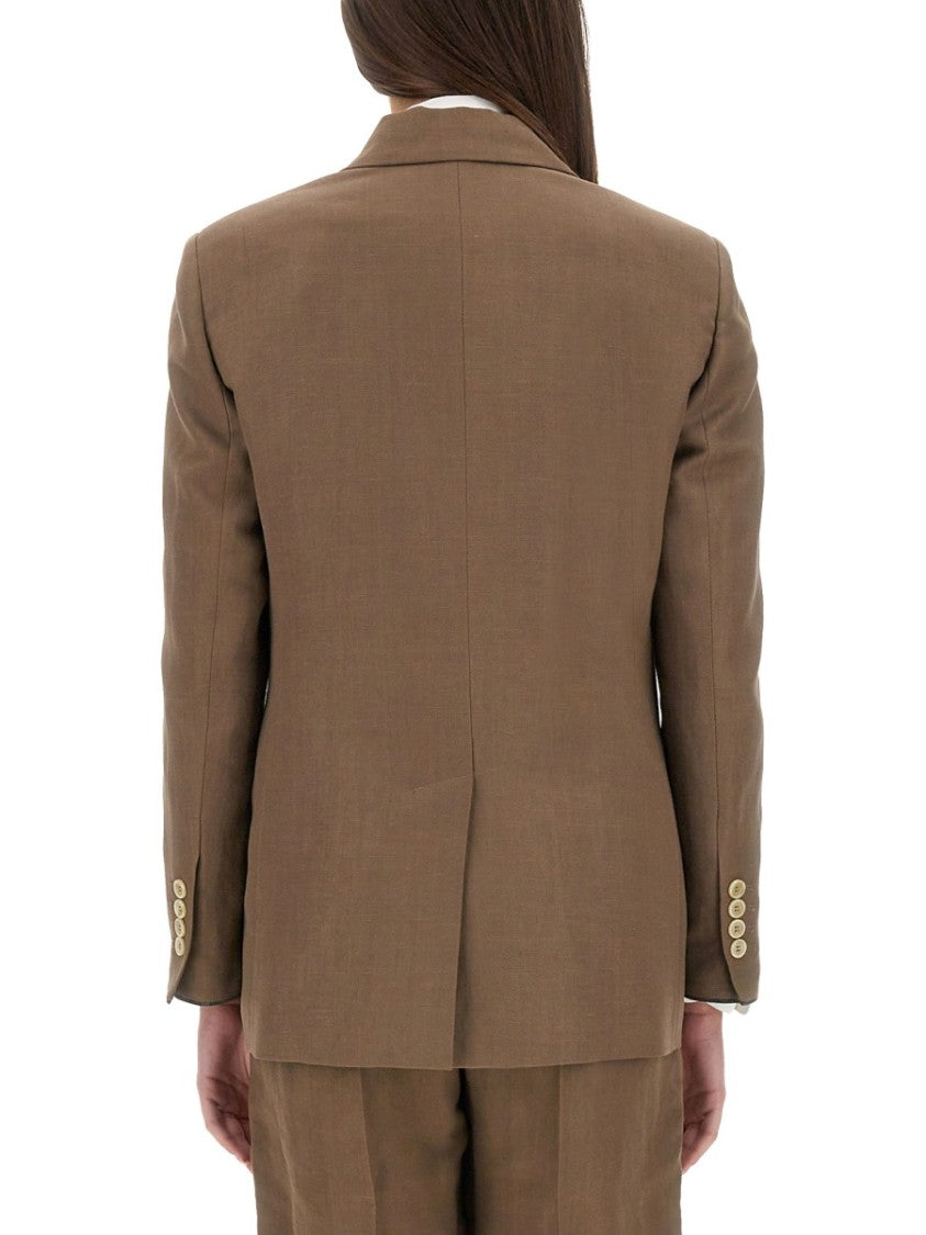Brunello Cucinelli Twill Jacket With Necklace