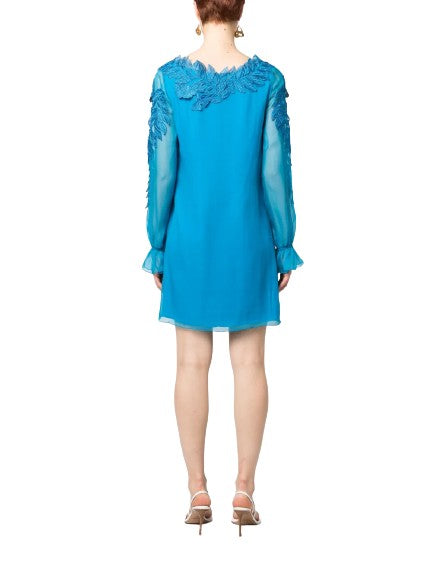 Alberta Ferretti Electric Blue Silk Mini Skirt Ruffles