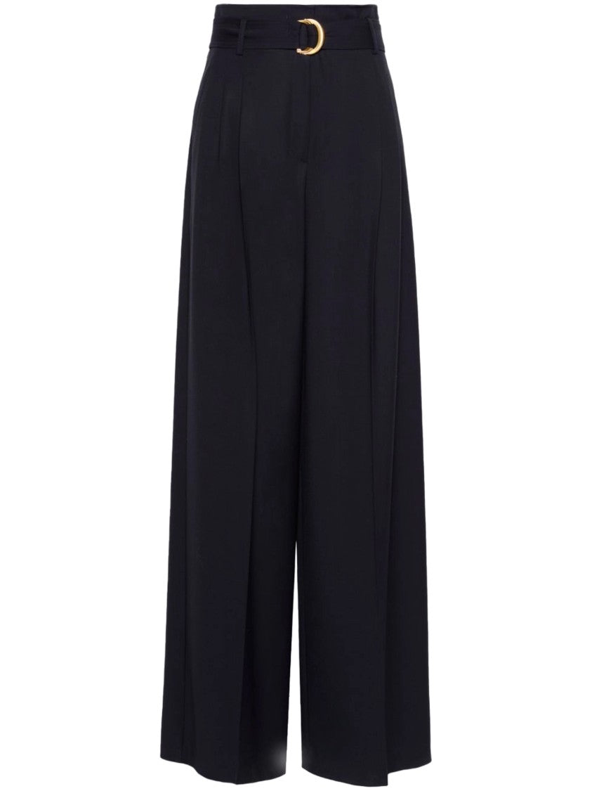 Max Mara Wide-Leg Trousers With High Waist And Gold-Tone Buckle