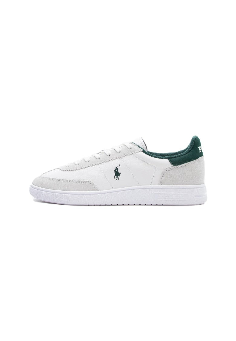 Polo Ralph Lauren Low-Top White Leather Sneakers With Suede Overlays