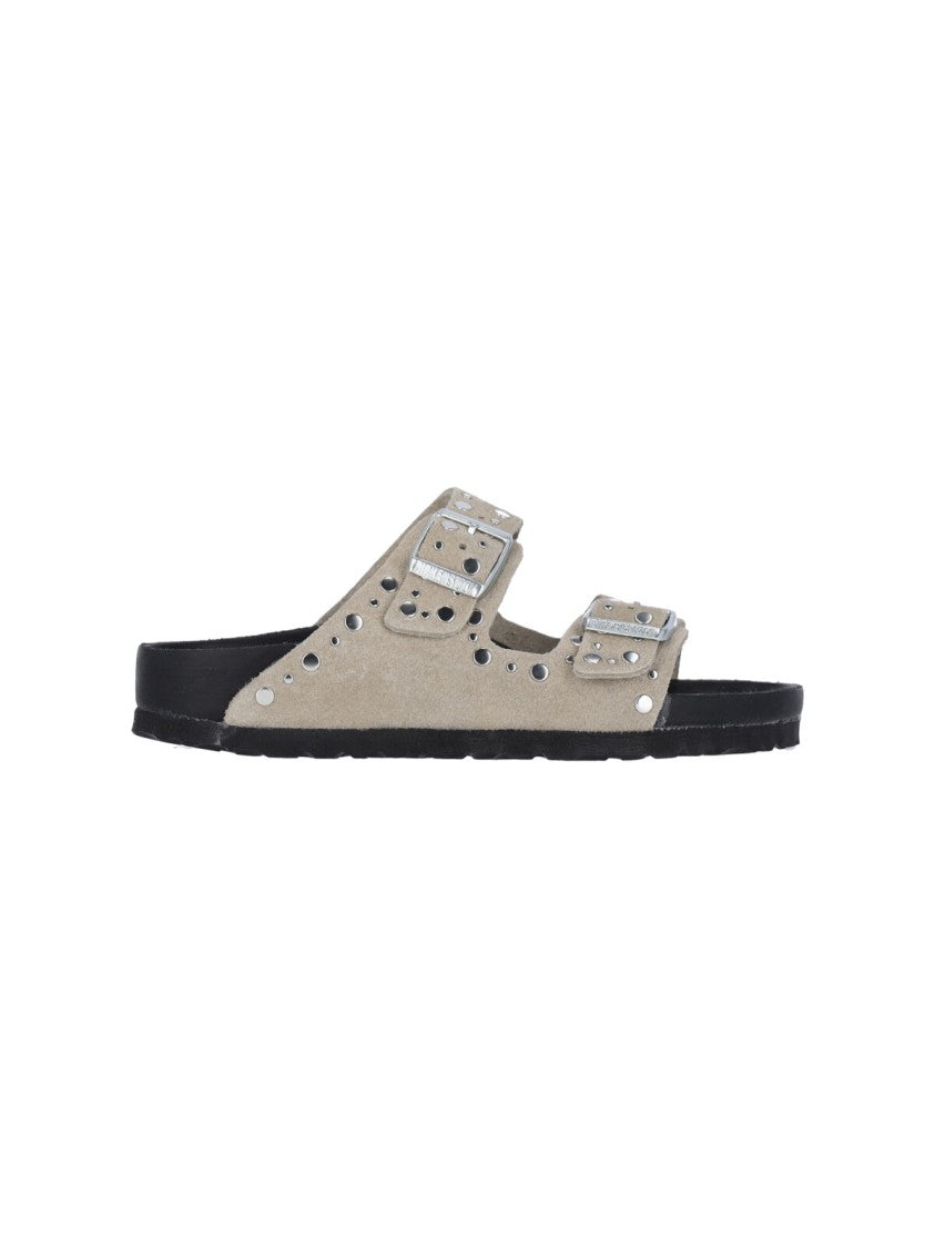 Birkenstock "Arizona Rivet" Studded Sandals – Taupe