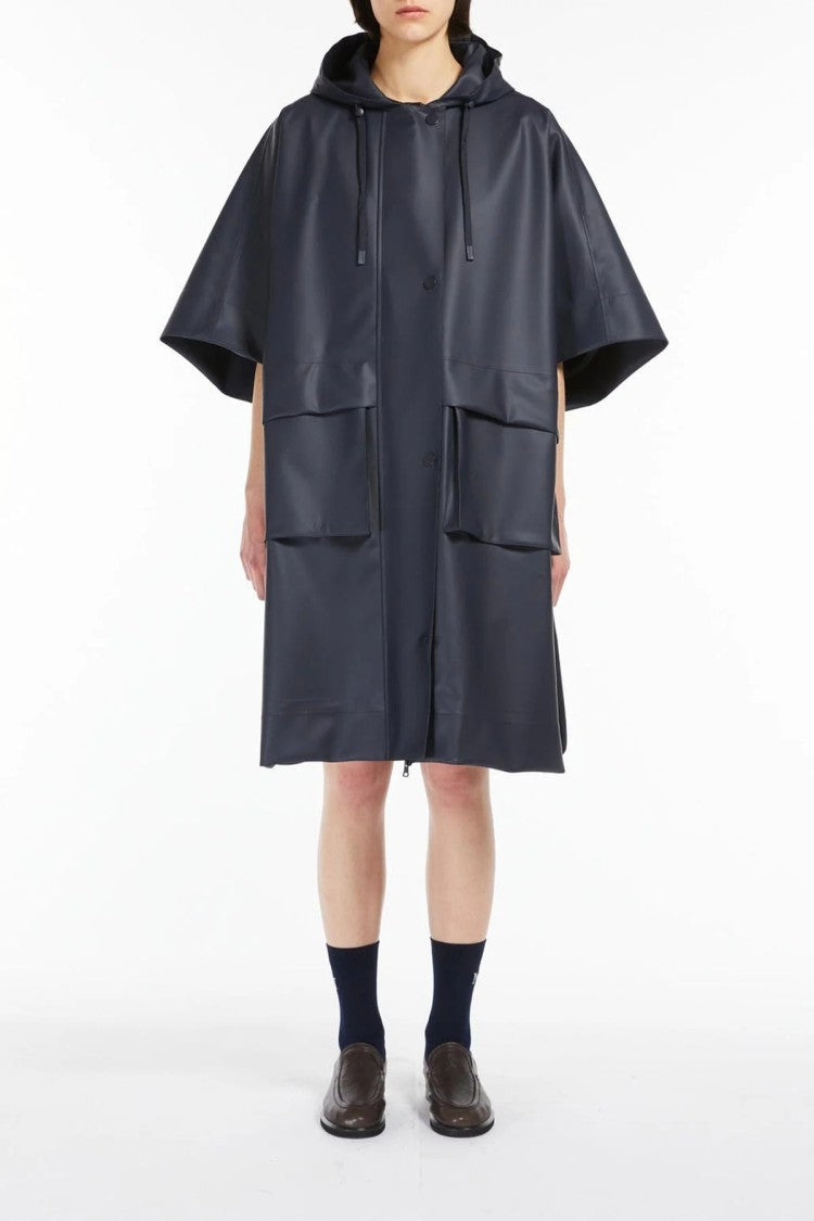 Max Mara Knee-Length Matte Black Raincoat
