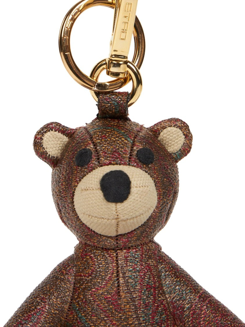 Etro Teddy Bear Charm With Multicolored Paisley Pattern
