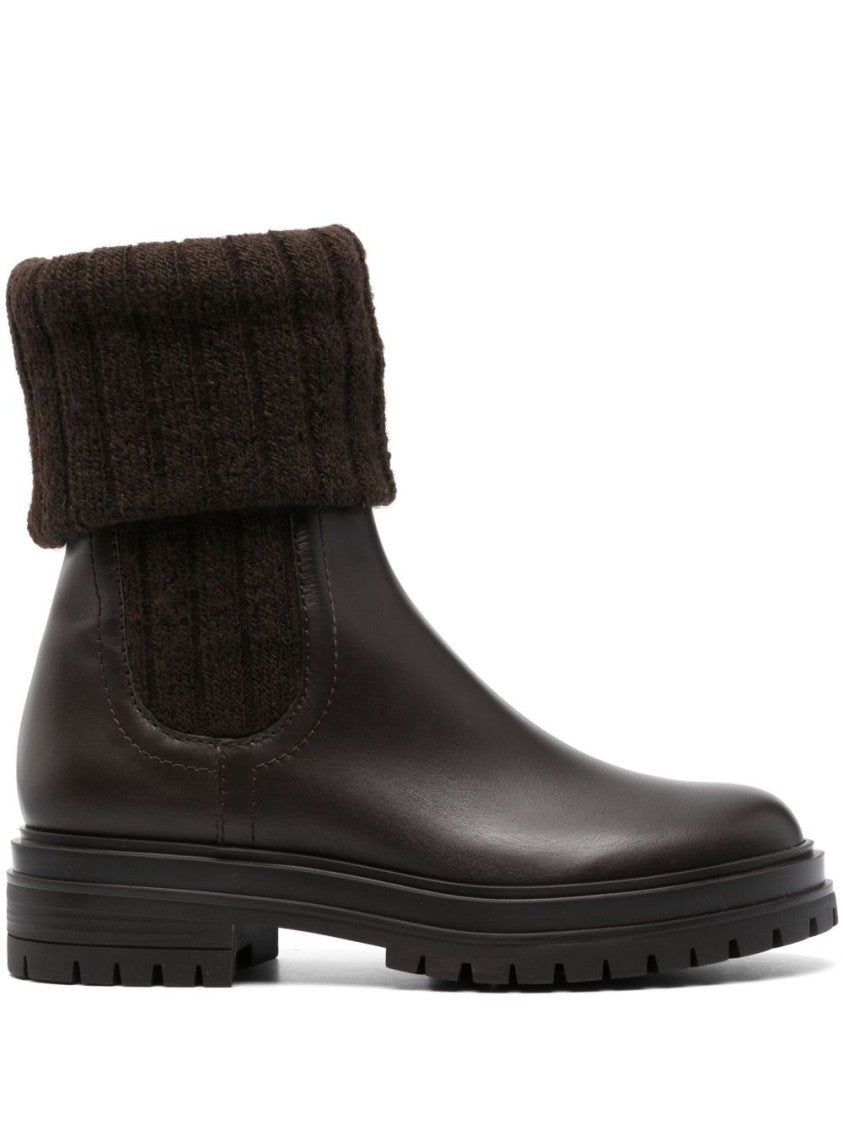 Gianvito Rossi Tenney Boots With Knitted Cuff And Chunky Sole