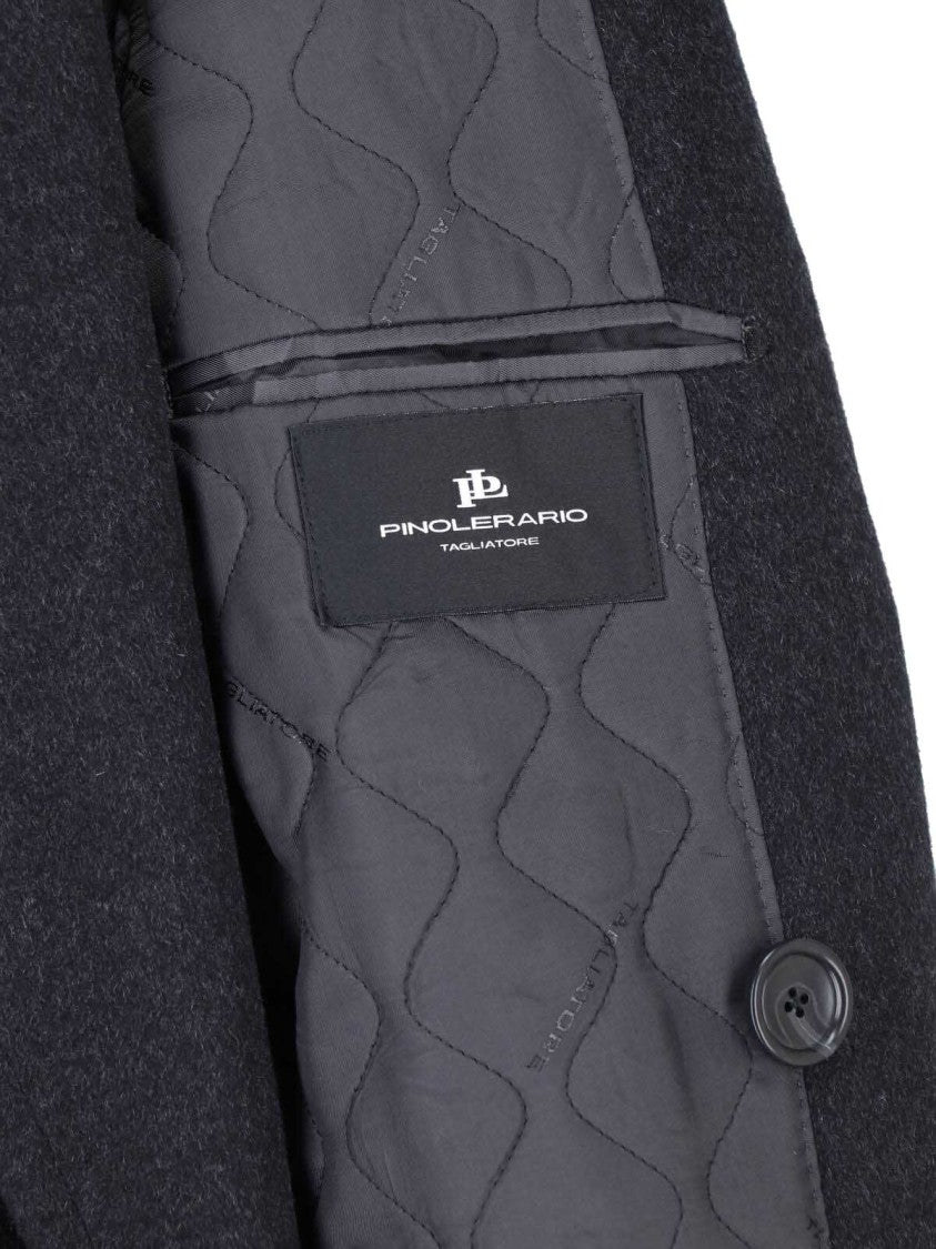 Tagliatore Dark Grey Rupert Double-Breasted Cashmere Coat
