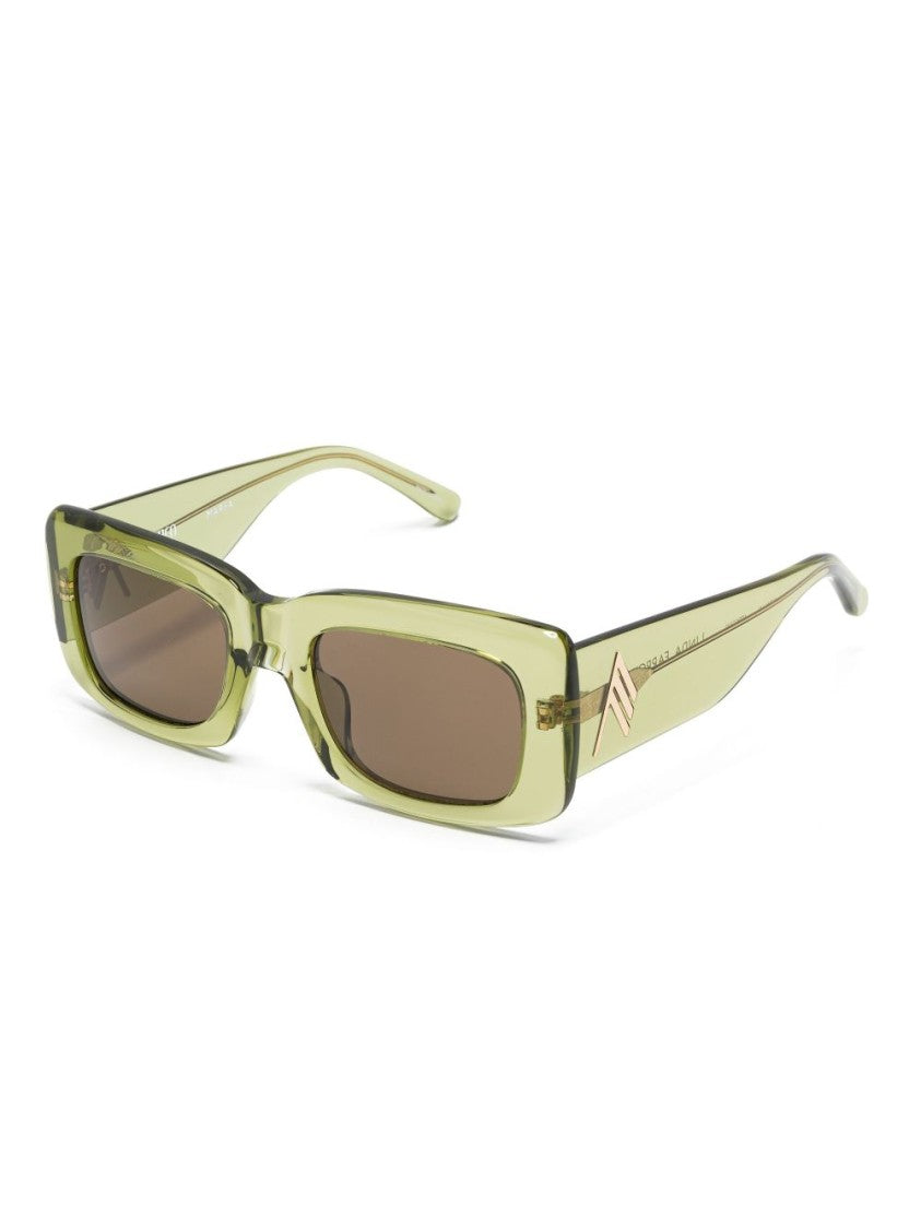 The Attico Translucent Green Rectangular Sunglasses